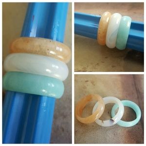 Genuine Jade three piece ring set